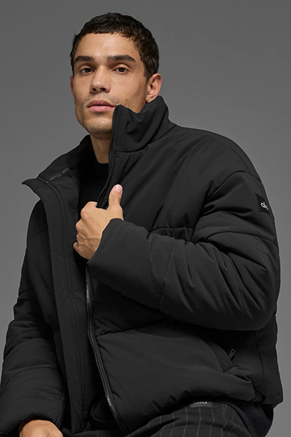 Stretch Woven Street Puffer - Black