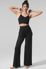 Ribbed Delicate Lounge Tank - Black