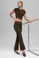 ALO Softsculpt 7/8 Foldover Flare Legging - Espresso