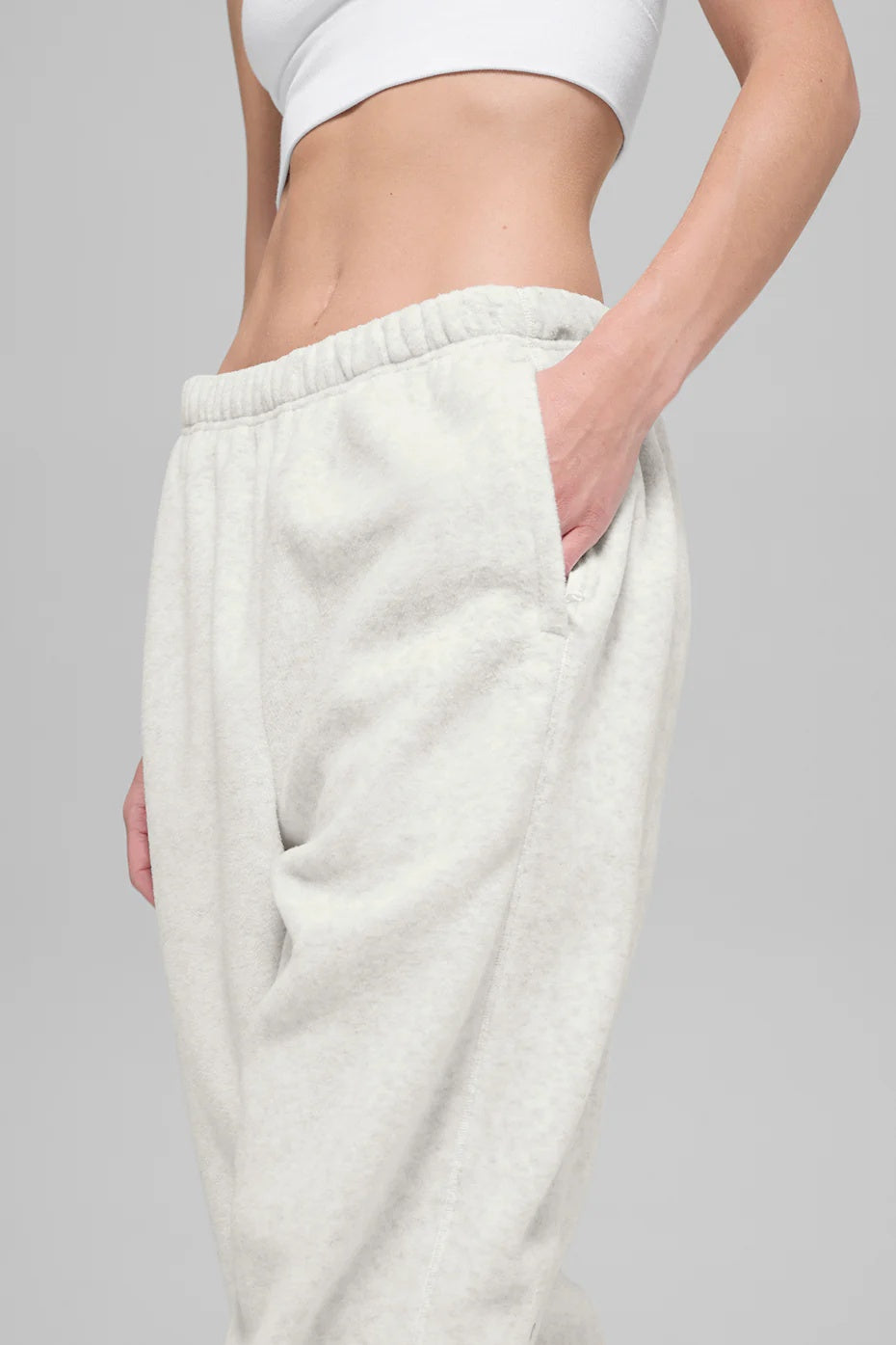 Polar Fleece High-Waist Retreat Jogger - White Heather Grey