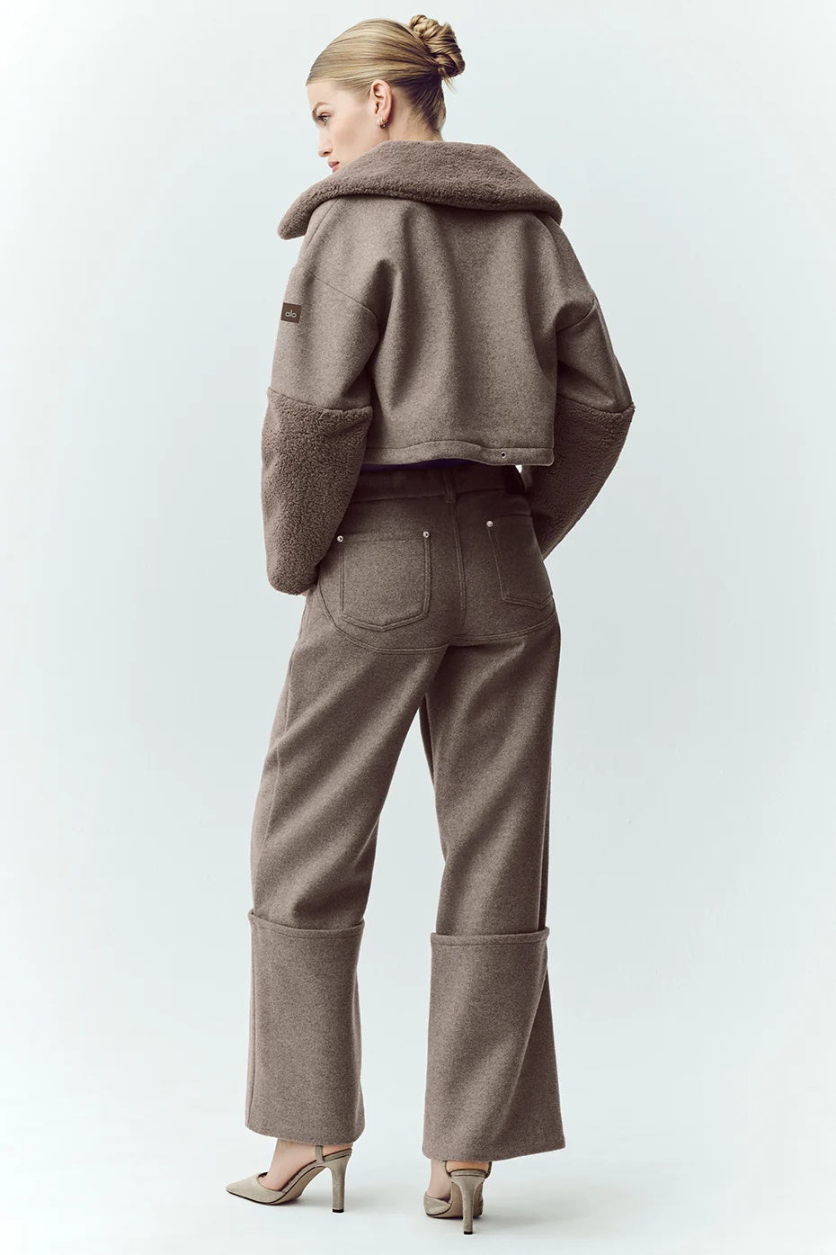 Wool Blend Nightcap Wide Leg Pant - Alpine Cocoa Heather