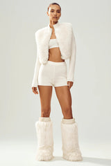 Faux Fur Cashmere Northstar Full Zip - Ivory