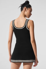 Tennis Club Sweater Knit Dress - Black/Ivory