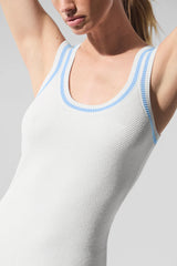 Tennis Club Sweater Knit Dress - White/Seashell Blue