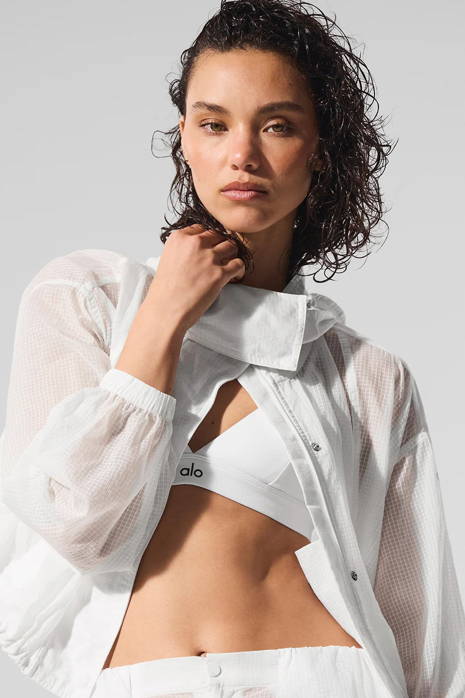 Cropped Game Time Full Zip Jacket - White