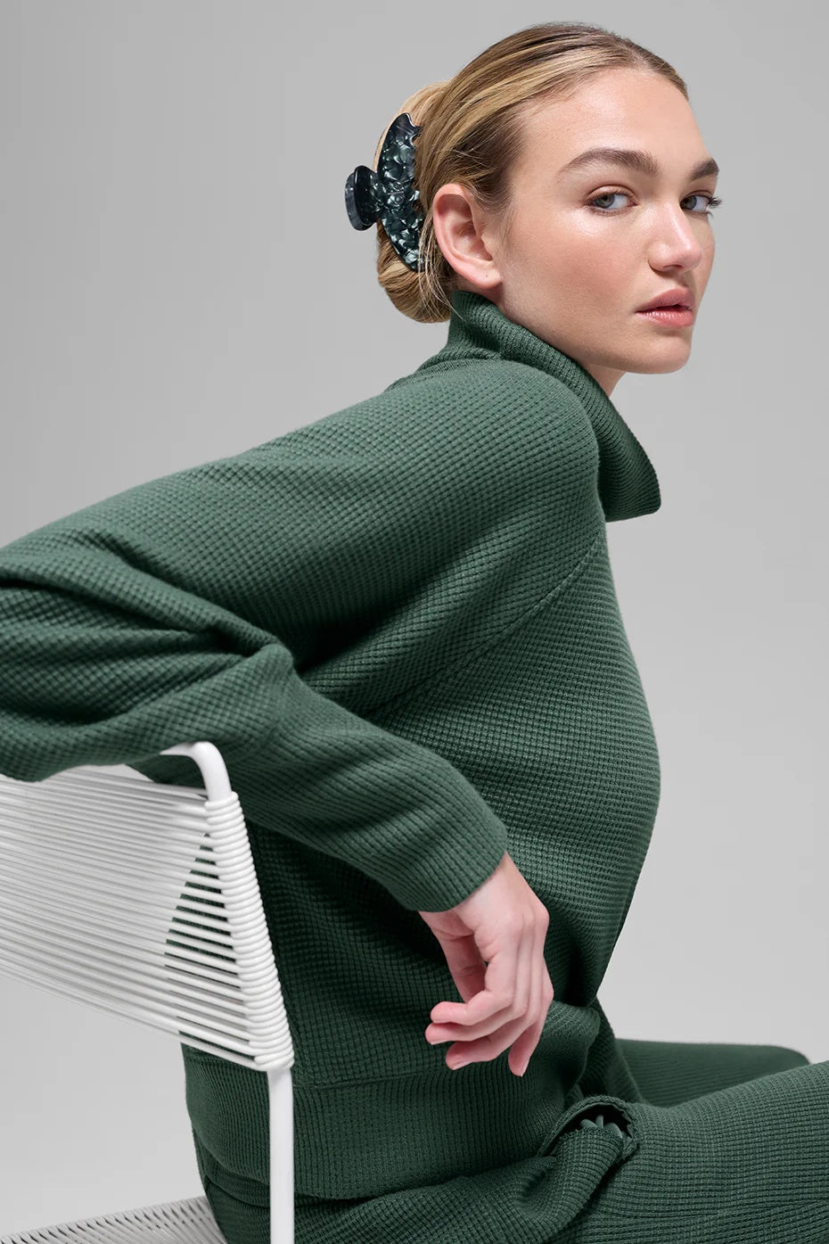 90's Claw Clip - Clover Green Agate