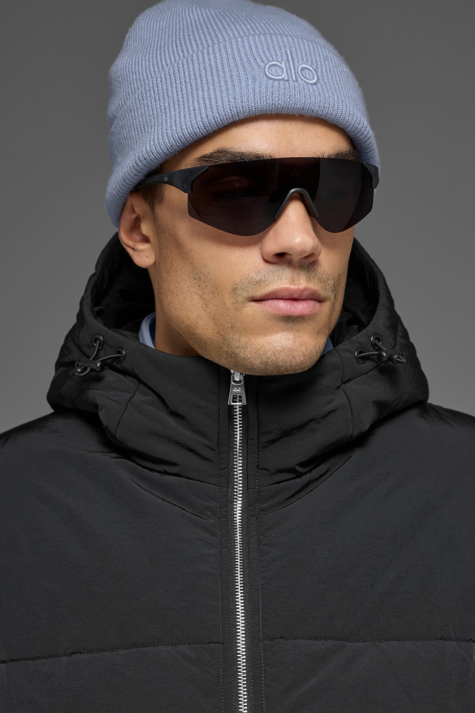 Crinkle Nylon Hooded Stage Puffer - Black