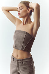 Wool Blend Nightcap Corset Top - Alpine Cocoa Heather