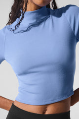 Ribbed Mesh Secret Short Sleeve - Crystal Clear Blue