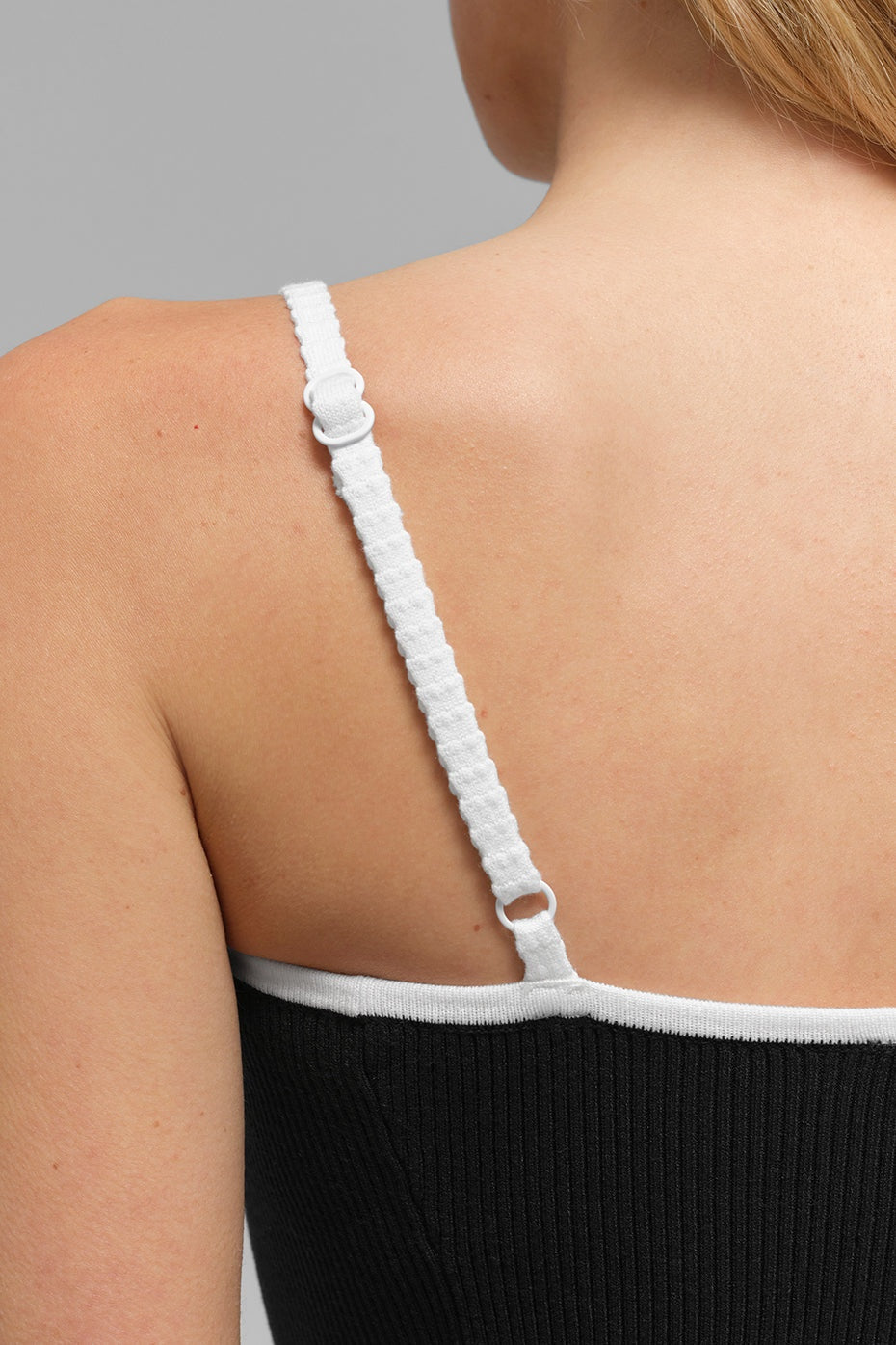 Ribbed Sweater Knit Highline Dress - Black/White