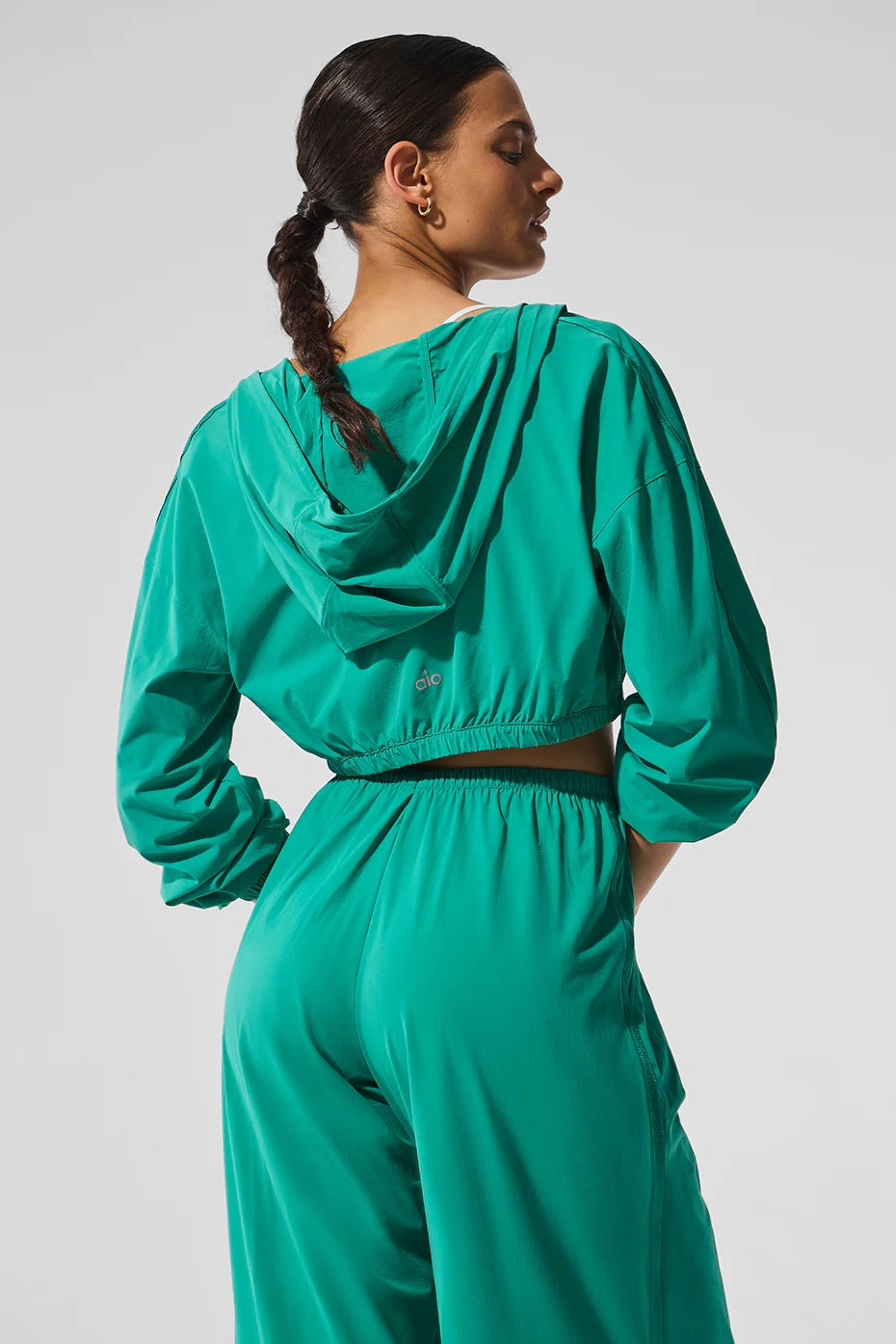 Cropped Breezy Full-Zip Hoodie - Spruce Green