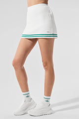 Tennis Club Sweater Knit Skirt - White/Spruce Green