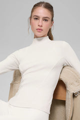 Ribbed Mesmerize Mock Neck Long Sleeve - Ivory
