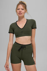 Airbrush Race Pace Short Sleeve - Green Olive/Black