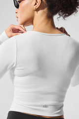 Ribbed Stardust Long Sleeve - White