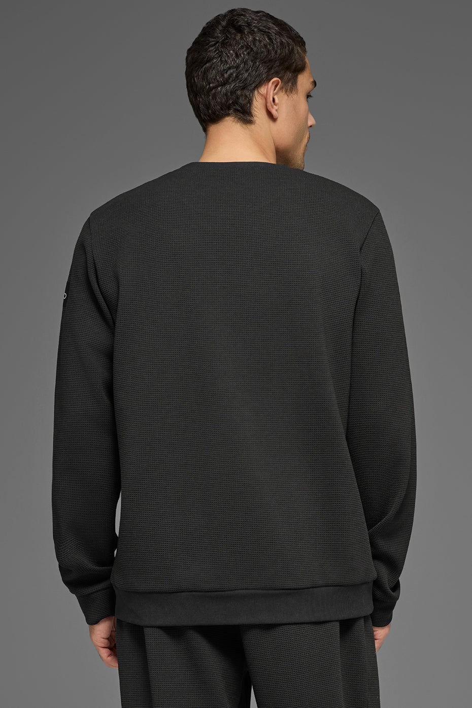 Waffle Lounge Long Sleeve Crew - Black