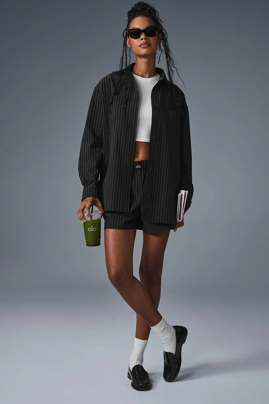 Pinstripe Daylight Button Down Long Sleeve - Black/Titanium