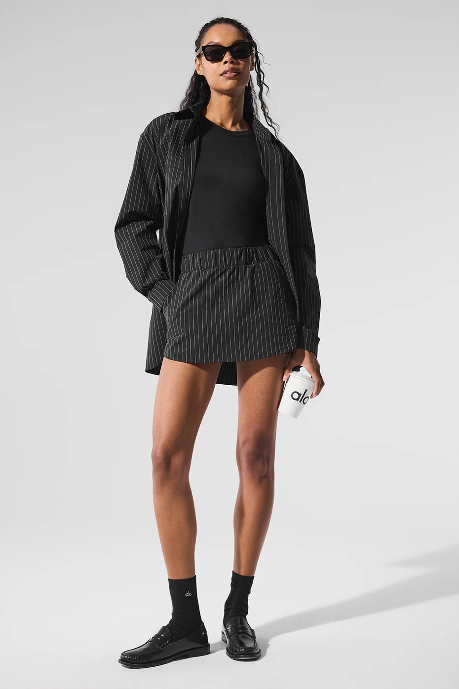 Pinstripe Daylight Mini Skirt - Black/Titanium