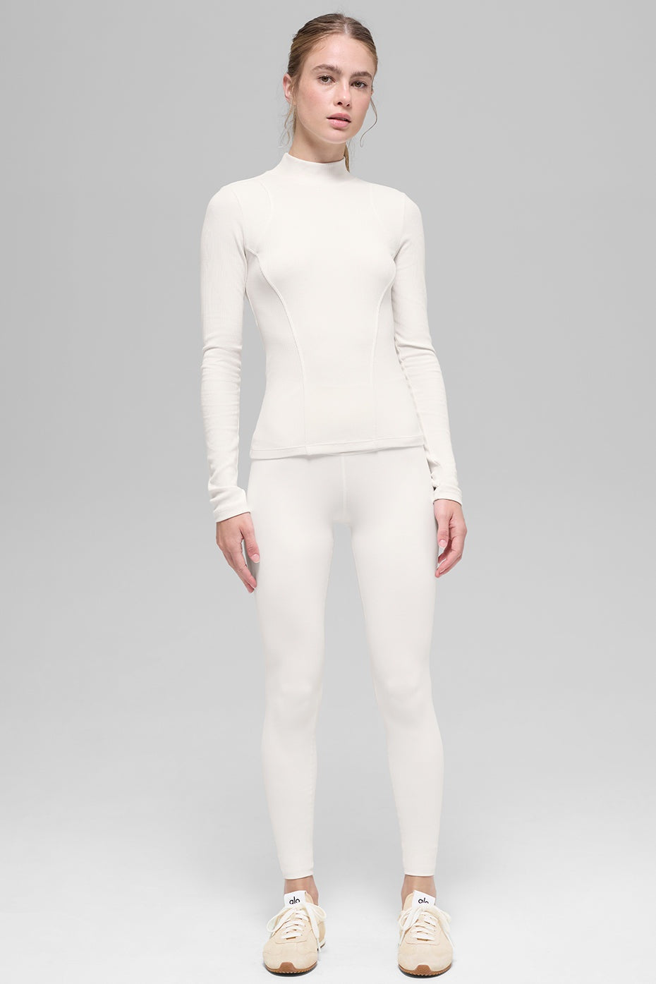Ribbed Mesmerize Mock Neck Long Sleeve - Ivory