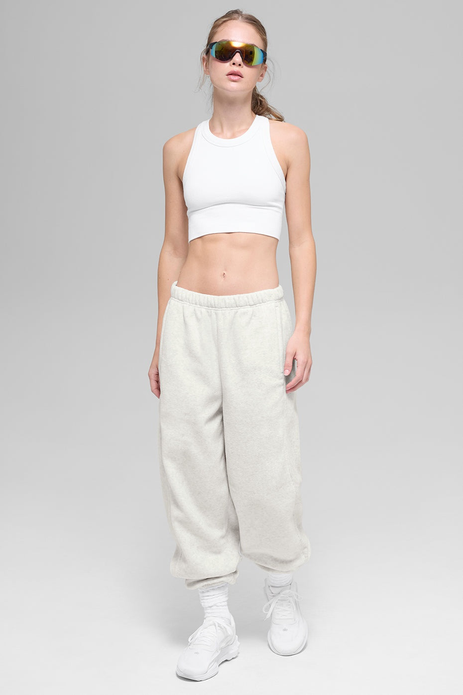 Polar Fleece High-Waist Retreat Jogger - White Heather Grey