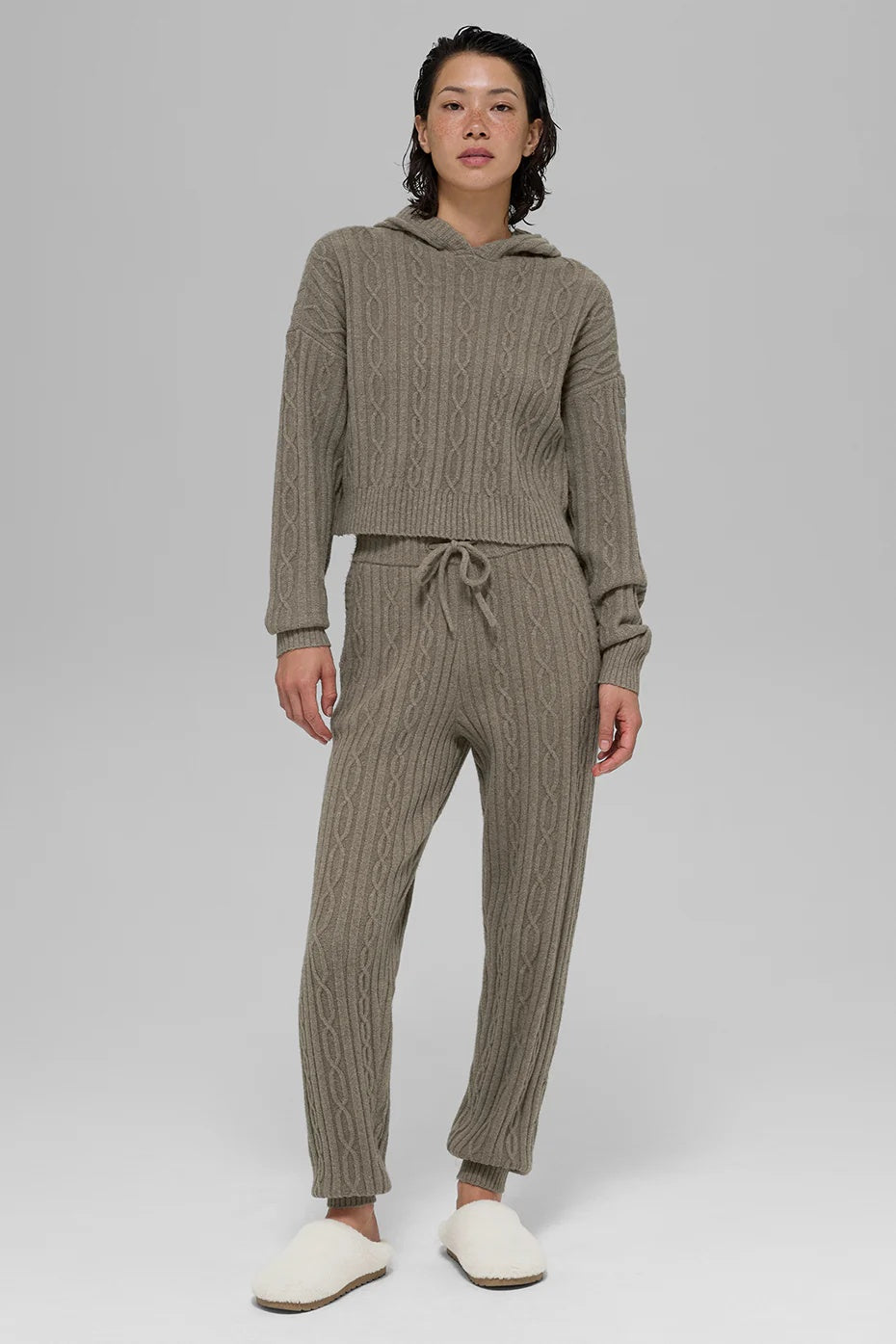 Cable Knit Winter Bliss Pant - Light Cocoa