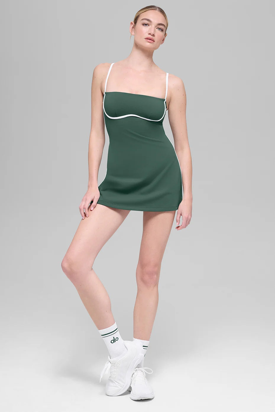 Airbrush Streamlined Dress - Clover Green/White