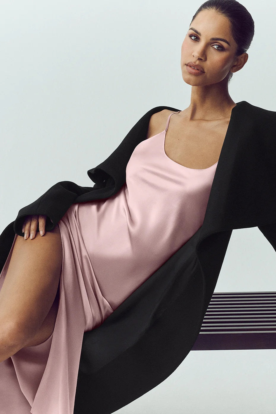 Wool Blend Nightfall Long Coat - Black