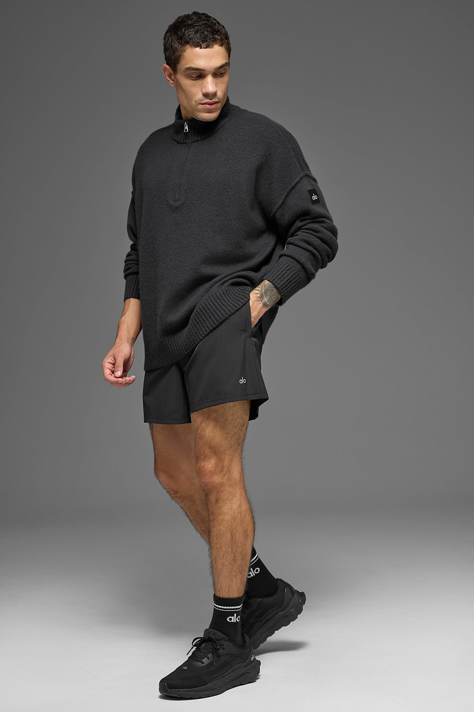 Wool Cashmere New Class 1/4 Zip Pullover - Black