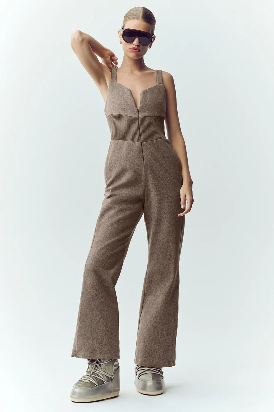 Wool Blend Bunny Slope Bib - Alpine Cocoa Heather