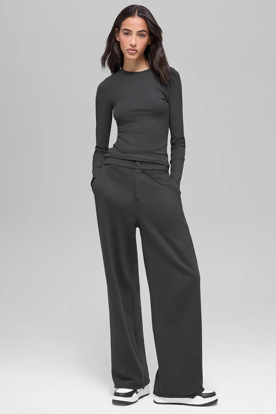 Ribbed Modal Long Sleeve - Anthracite