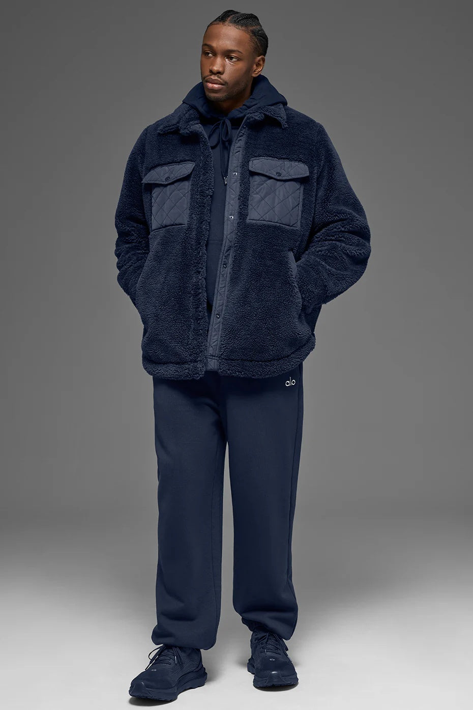 Sherpa Edge Shacket - Navy