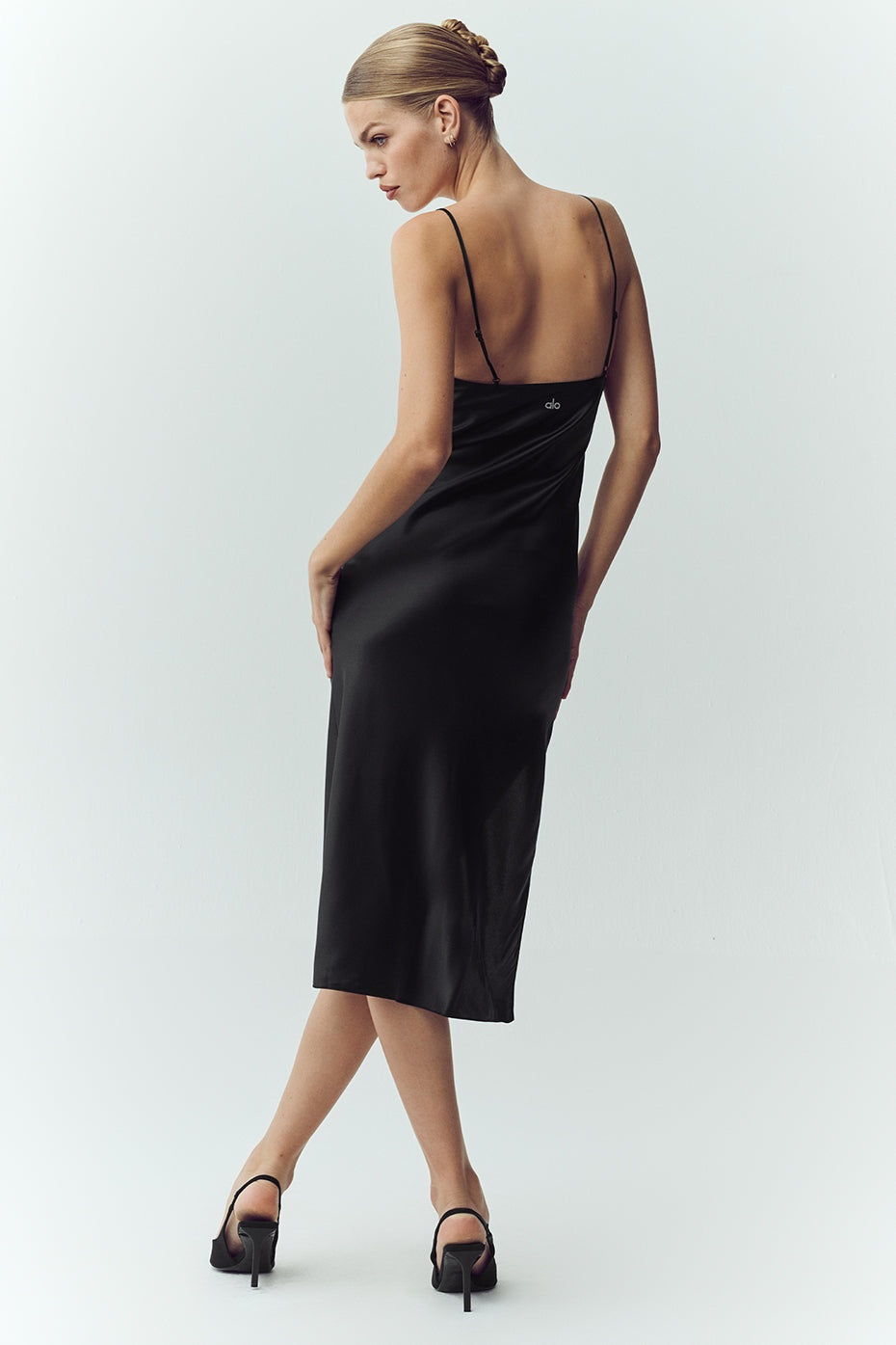Silk Luminous Slip Dress - Black