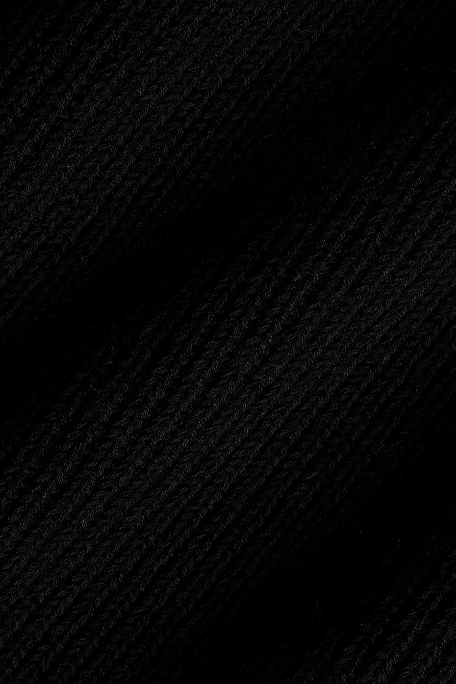 Domain Rib Knit Full Zip Sweater - Black