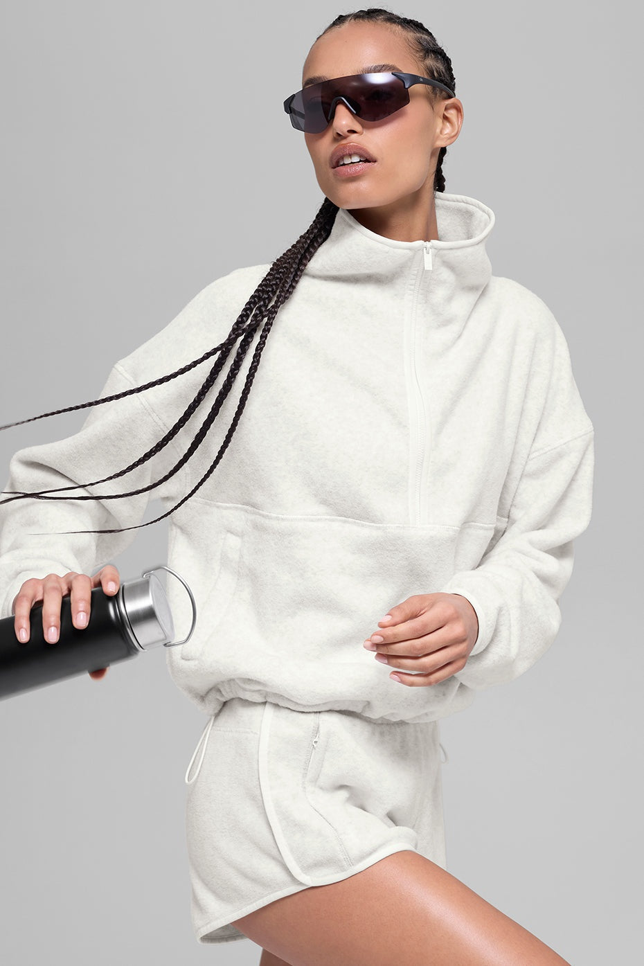 Polar Fleece Retreat Cover Up - White Heather Grey