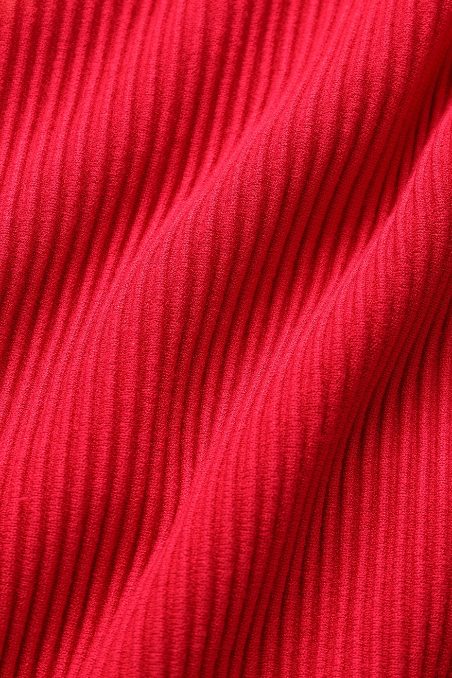 Denim Knit Backless Long Sleeve - Bright Red