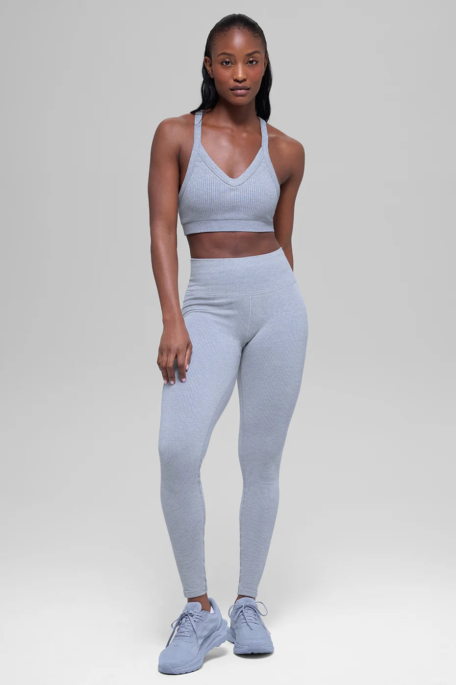 Seamless Two Tone Rib Bra - Winter Frost Heather