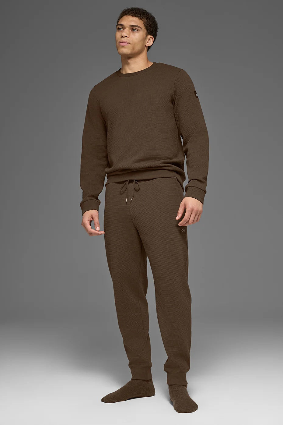 Waffle Lounge Long Sleeve Crew - Espresso