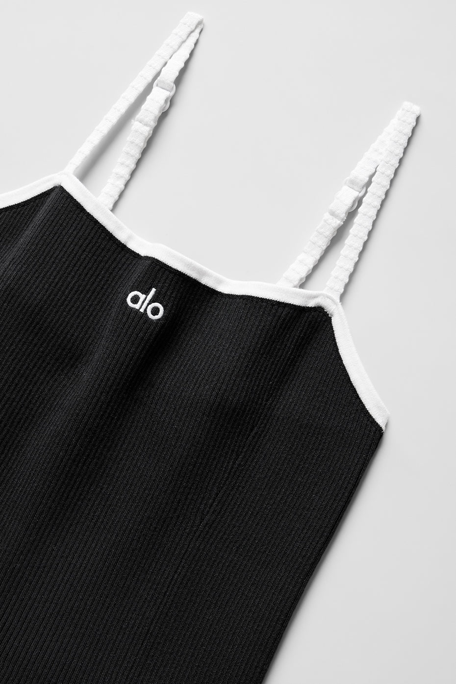 Ribbed Sweater Knit Highline Dress - Black/White