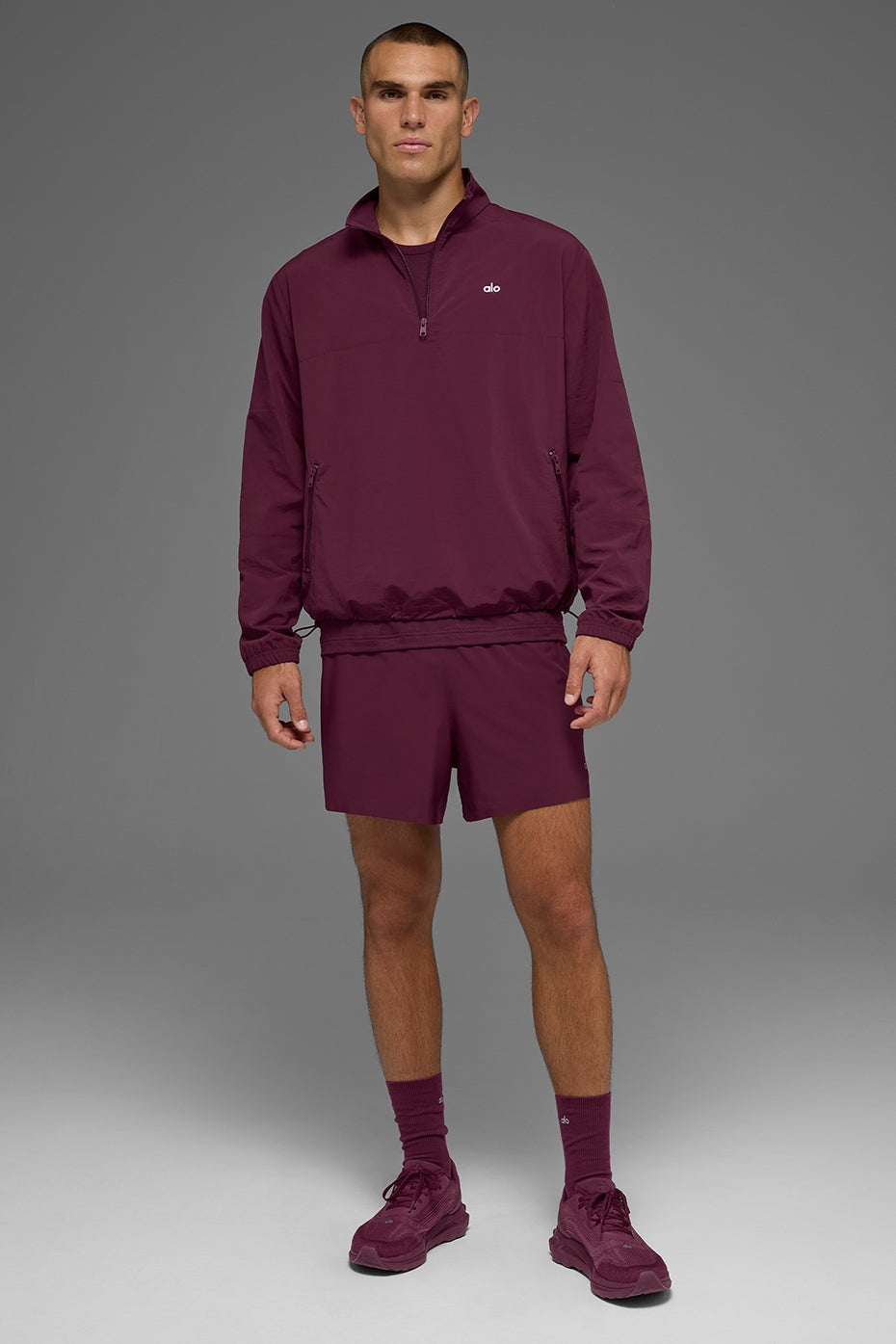 Light Weight Takeaway Track Pullover - Burgundy