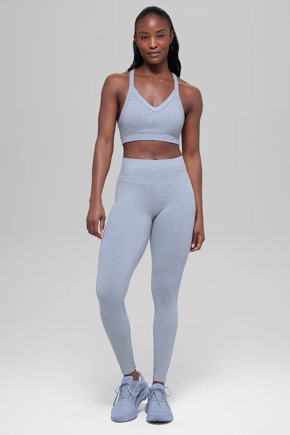 Seamless High-Waist Two Tone Rib Legging - Winter Frost Heather